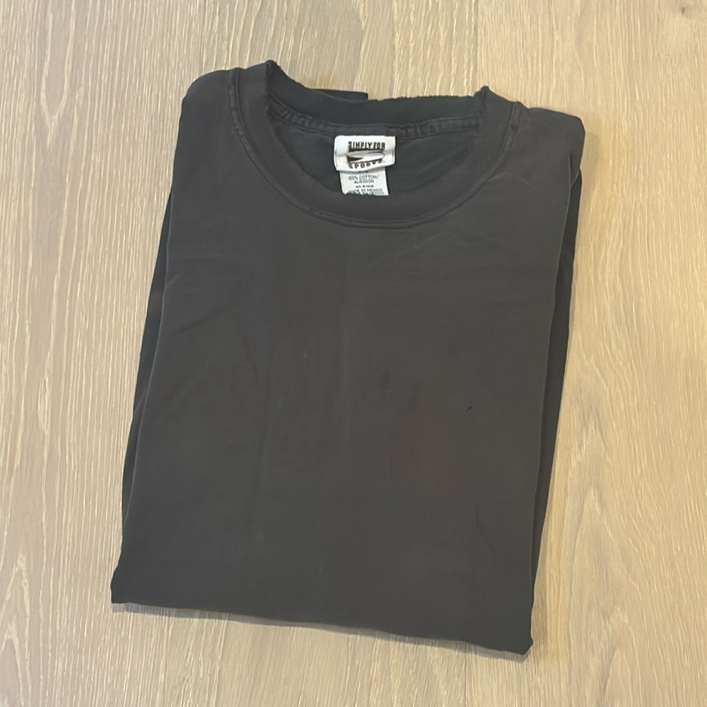Vintage Simply For Sports Distressed Washer Out Black T Large